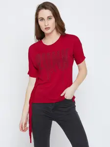 PUNK Embellished Side fringe Cotton T-shirt