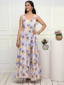 Myshka Floral Printed Cut Out Maxi Dress