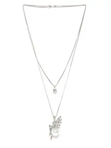 DressBerry Silver-Toned & White Silver-Plated Layered Necklace