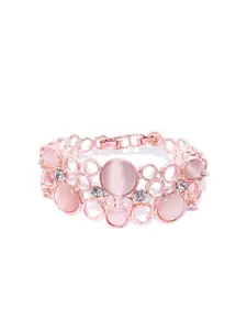 DressBerry Women Gold-Plated Rose Gold & Pink Bangle-Style Bracelet