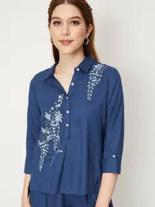 max Floral Embroidered Shirt Style Top