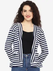 TEEMOODS Striped Open Front Shrug