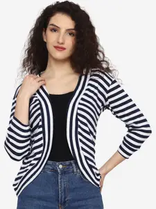TEEMOODS Striped Open Front Shrug