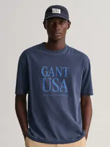 GANT Typography Printed Round Neck Short Sleeves Cotton T-shirt