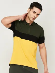 Kappa Men Colourblocked Polo Collar Cotton T-shirt