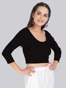 Fressia Fabrics Scoop Neck Readymade Saree Blouse