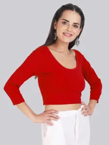 Fressia Fabrics Solid Round Neck Saree Blouse