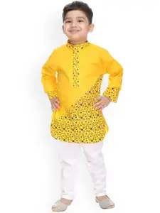 BAESD Boys Geometric Printed Mandarin Collar Regular Kurta With Pyjamas