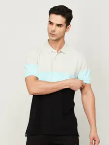 Kappa Men Colourblocked Polo Collar Cotton T-shirt