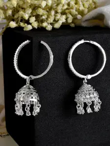 Silvermerc Designs Silver-Plated Contemporary Jhumkas Earrings