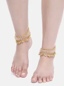 Aadvik Designs Gold-Plated Beaded Set of 2 Anklets