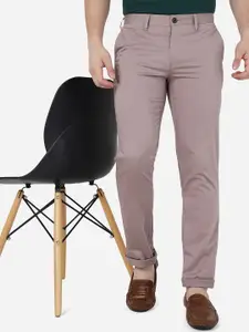 JADE BLUE Men Slim Fit Mid-Rise Pure Cotton Trousers
