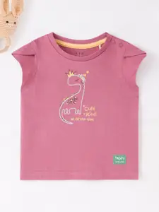 Ed-a-Mamma Baby Girls Graphic Printed Tulip Sleeve Cotton T-shirt