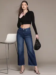 bebe Women Denim Daze Straight Fit High-Rise Jeans