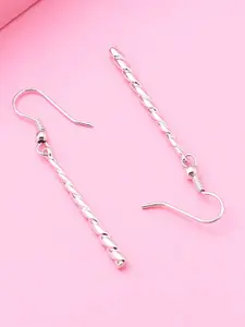Estele Rhodium-Plated Contemporary Drop Earrings
