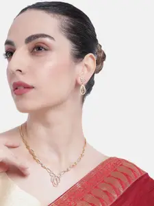 Estele Gold Plated CZ Sparkling Nakshatra Necklace set