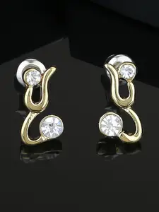 Estele Gold-Plated Classic Crystals Studded Studs Earrings