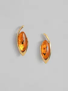 Estele Gold-Plated Oval Shaped Studs Earrings