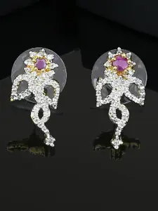 Estele Gold-Plated Floral CZ Studded Studs Earrings