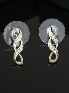 Estele Gold-Plated Geometric Crystal Studded Studs Earrings