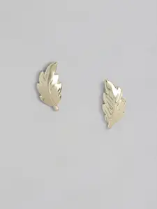 Estele Gold-Plated Leaf Shaped Studs Earrings