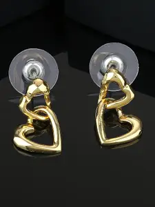 Estele Gold-Plated Heart Shaped Drop Earrings