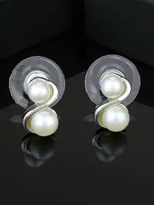 Estele Rhodium-Plated Geometric Studs Earrings