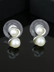 Estele Rhodium-Plated Geometric Studs Earrings