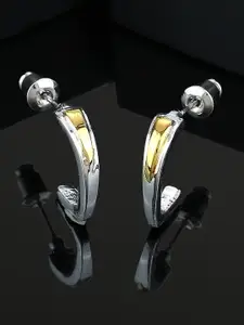 Estele Rhodium-Plated Classic Half Hoop Earrings