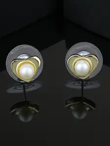 Estele Gold-Plated Heart Shaped Studs Earrings