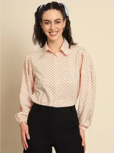 Trend Arrest Polka Dot Printed Classic Fit Boxy Fit Casual Shirt