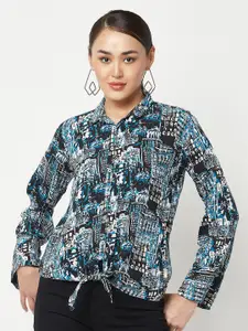 Crimsoune Club Abstract Printed Slim Fit Cotton Casual Shirt