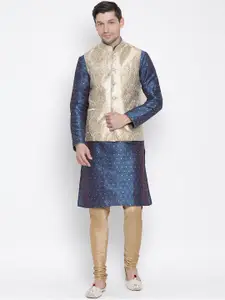 VASTRAMAY Woven Design Regular Kurta With Churidar & Nehru Jacket