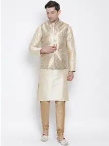 VASTRAMAY Woven Design Regular Kurta And Churidar With Nehru Jacket