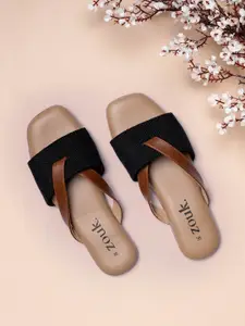 ZOUK Women Woven Design One Toe Flats