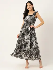 Deewa Ethnic Motifs Print Georgette Fit & Flare Maxi Dress