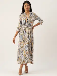 Deewa Ethnic Motifs Print Crepe A-Line Maxi Dress