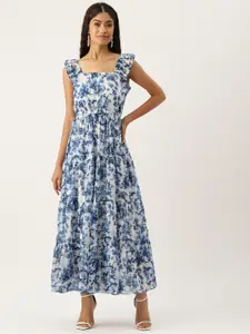 Deewa Floral Print Georgette A-Line Maxi Dress