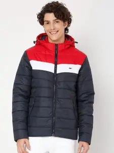 Mufti Colourblocked Hooded Lightweight Puffer Jacket