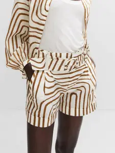 MANGO Women Printed Cotton High-Rise Shorts