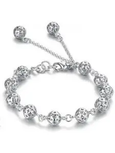 MYKI Women Silver-Plated Cubic Zirconia Link Bracelet