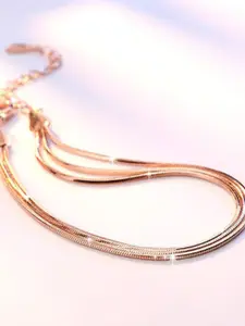 MYKI Women Rose Gold-Plated Cubic Zirconia Link Bracelet