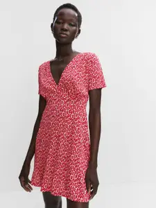MANGO Floral Print A-Line Mini Dress
