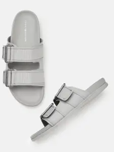 Tommy Hilfiger Men Mix Buckles Woven Design Textured Comfort Sandals