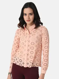 Kazo Cutwork Embroidered Classic Opaque Casual Shirt