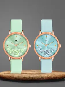 Shocknshop Women Pack of 2 Leather Straps Analogue Watch MT517-520