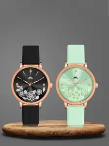 Shocknshop Women Pack Of 2 Leather Straps Analogue Watch MT516-517