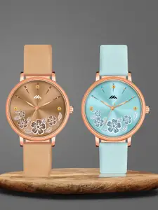 Shocknshop Women Pack Of 2 Leather Straps Analogue Watch MT519-520
