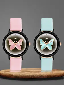 Shocknshop Women Pack of 2 Leather Straps Analogue Watch MT523-525