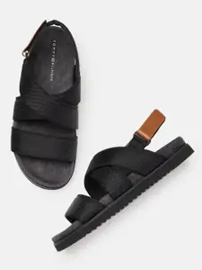 Tommy Hilfiger Men Mix Strappy Woven Design Textured Comfort Sandals